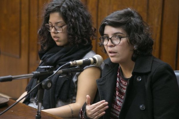 Carolina Schiffner e Suanne Carvalho relataram a situação que estão vivendo na Comissão de Direitos Humanos da Assembleia Legislativa. (Foto: Guilherme Santos/Sul21)