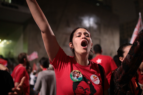 Celebration of Dilma Rousseff's Re-Election in Sao Paulo, Brazil