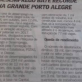 DESEMPREGO BATE RECORDE EM PORTO ALEGRE E VALOR DOS SALÁRIOS CONTINUARÃO A&nbsp;CAIR