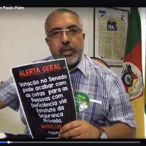 Em vídeo, Paim denuncia: Querem votar Lei que acaba com as Cotas para Pessoas com&nbsp;Deficiência