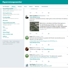 #QueroMeAposentar é assunto mais comentado na Rede, protestos se espalham e ampliam a consciência&nbsp;popular