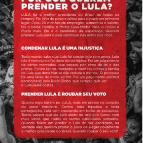 Por que Querem Prender o Lula? O Povo Quer Lula Livre!! – Participe da&nbsp;Campanha