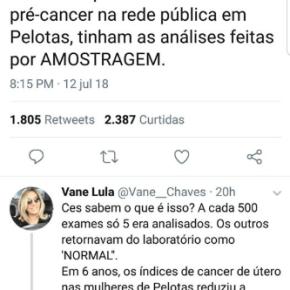 Farsa em Exames pré-cancer em Pelotas coloca em risco a vida de centenas de mulheres&nbsp;pelotenses
