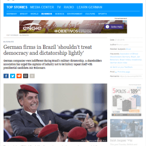 ASSOCIAÇÃO EMPRESARIAL ALEMÃ ALERTA SUAS MULTINACIONAIS: NÃO INVISTAM NUM BRASIL&nbsp;FASCISTA