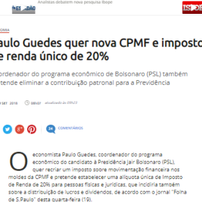 BOLSONARO QUER CLASSE MÉDIA PAGANDO MAIS IMPOSTO DE RENDA (20%) E RICOS&nbsp;MENOS