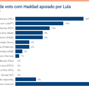 Sem Lula, Bolsonaro lidera com 20% seguido por Haddad com 14% , diz pesquisa da XP&nbsp;Investimentos