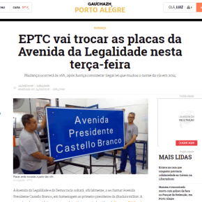 SINAIS?? EM PORTO ALEGRE AVENIDA ANTES CHAMADA “LEGALIDADE”, AGORA GANHA NOME DE&nbsp;DITADOR
