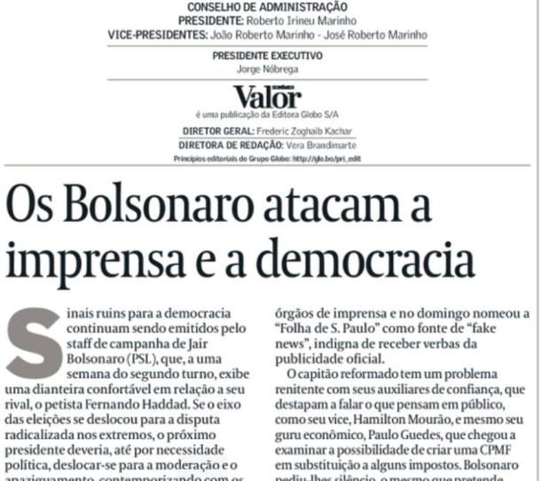 As trevas prenunciadas em Editorial do Valor Econômico