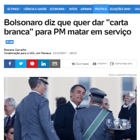 A banalização do mal: Bolsonaro disse que quer dar carta branca pra PM matar em&nbsp;serviço