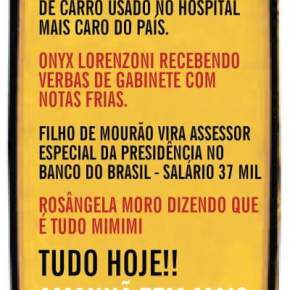 Terça-feira, 08/01/2019:A imoralidade que subiu ao poder com Bolsonaro mostra sua cara deslavada e sem vergonha a cada&nbsp;dia