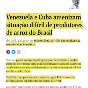 VENEZUELA E CUBA AJUDAM A AGRICULTURA E A PRODUÇÃO DE ARROZ NO&nbsp;BRASIL