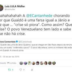 Catanhede acha “Jânio” Guaidó na Venezuela e diz que …crise piora.&nbsp;Oi?