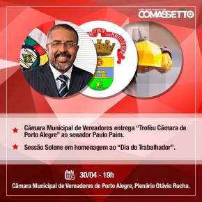 Líder operário, Senador Paim será homenageado na Câmara de Vereadores em lembrança ao Dia do&nbsp;Trabalho