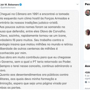 Bolsonaro defende Olavo no Twitter e esbofeteia generais (Por Fernando&nbsp;Brito)