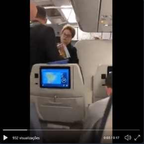 Dilma responde a altura a provocadores em avião: “Bom mesmo é o Bolsonaro que defende milícia”&nbsp;(Vídeo)