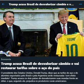 Dólar e Sobretaxas americanas: Enquanto Guedes rouba nosso dinheiro, Bolsonaro lambe botas e Trump nos&nbsp;ferra