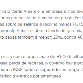 “Contrato Verde Amarelo”: Empresas vão receber R$ 10 Bi, para contratar jovens sem direitos&nbsp;trabalhistas