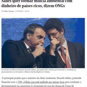 Ricardo Salles quer dinheiro público para montar uma Milícia Armada que ele chama de “ambiental”