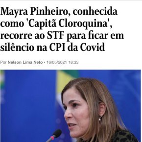 Confissão de culpa: Assim como Pazuello, “Capitã Cloroquina” pede Habeas Corpus para não depor em&nbsp;CPI