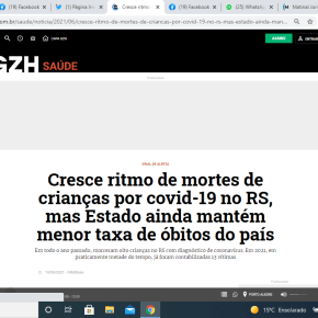 Com Escolas abertas, Cresce ritmo de mortes de crianças por covid-19 no Rio Grande do&nbsp;Sul