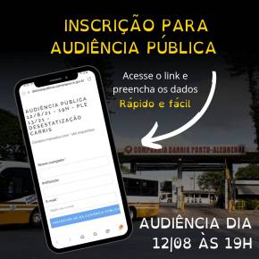 AUDIÊNCIA PÚBLICA DA CAMARA DE VEREADORES VAI DISCUTIR PRIVATARIA NA CARRIS! PARTICIPE E DIGA&nbsp;NÃO: