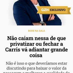 Paulo Germano na RBS diz que o Problema não é a CARRIS! Claro que não: A CARRIS é a Solução, Melo é o Problema!&nbsp;Leia: