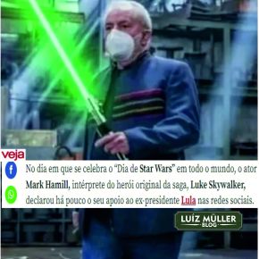 “A Força é Forte com o Lula”, disse o ator Mark Hamill (Luke Skywalker) em apoio ao&nbsp;Petista