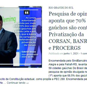 “Gabrielzinho” e Leite querem Estelionato Eleitoral !!! 70% dos Gaúchos são contra Privatização da&nbsp;CORSAN
