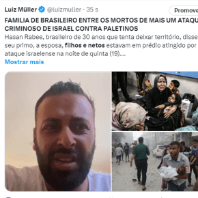 FAMILIA DE BRASILEIRO ENTRE OS MORTOS DE MAIS UM ATAQUE CRIMINOSO DE ISRAEL CONTRA&nbsp;PALETINOS