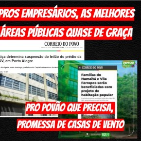 Prefeito entrega Patrimônio Público caro pra “amigos” ricos e casas de vento pra “amigos” pobres